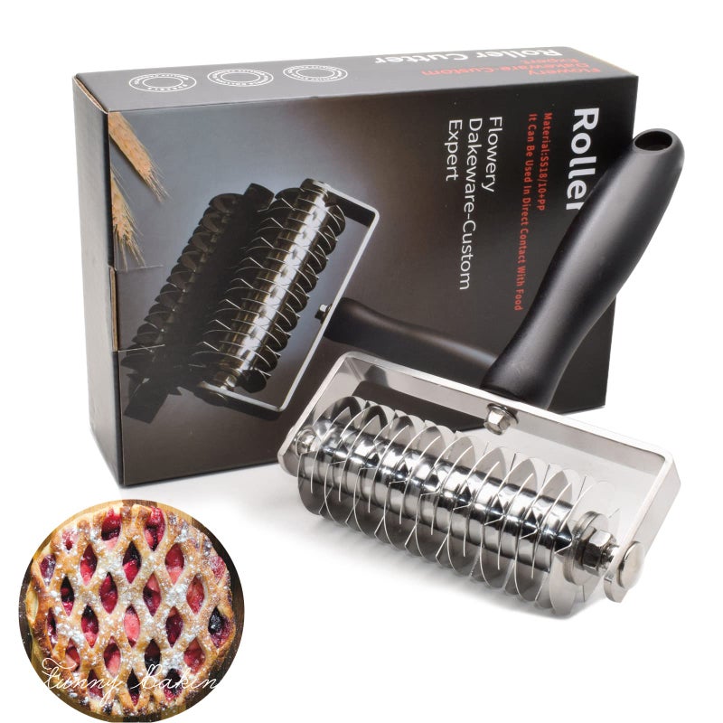Pastry Lattice Roller Cutter  EVNSIX Stainless Steel Professional Dough Lattice Top Pie Pizza Bread Pastry Crust Lattice Roller Cutter