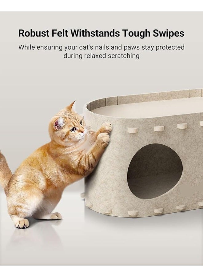 Arabest Cat House for Indoor Cats, Cat Bed Cave for Multiple & Large Cats Up to 22 Lbs, Scratch Resistant Peekaboo Cat Caves, Foldable Cat Tunnel Enclosed Bed, Cream  - Image 5