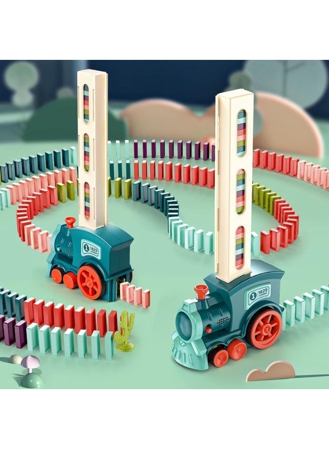 ARGT مجموعة كتل قطار الدومينو مع 60 قطعة | لعبة قطار تلقائية لوضع الدومينو للأطفال من 3 إلى 8 سنوات - Image 1