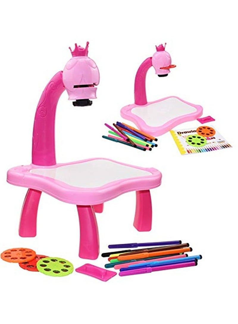 Children Led Projector Art Drawing Table Toys Kids Painting Board Desk Arts Crafts Educational Learning Paint Tools Toy for Girl(Pink)  - Image 3