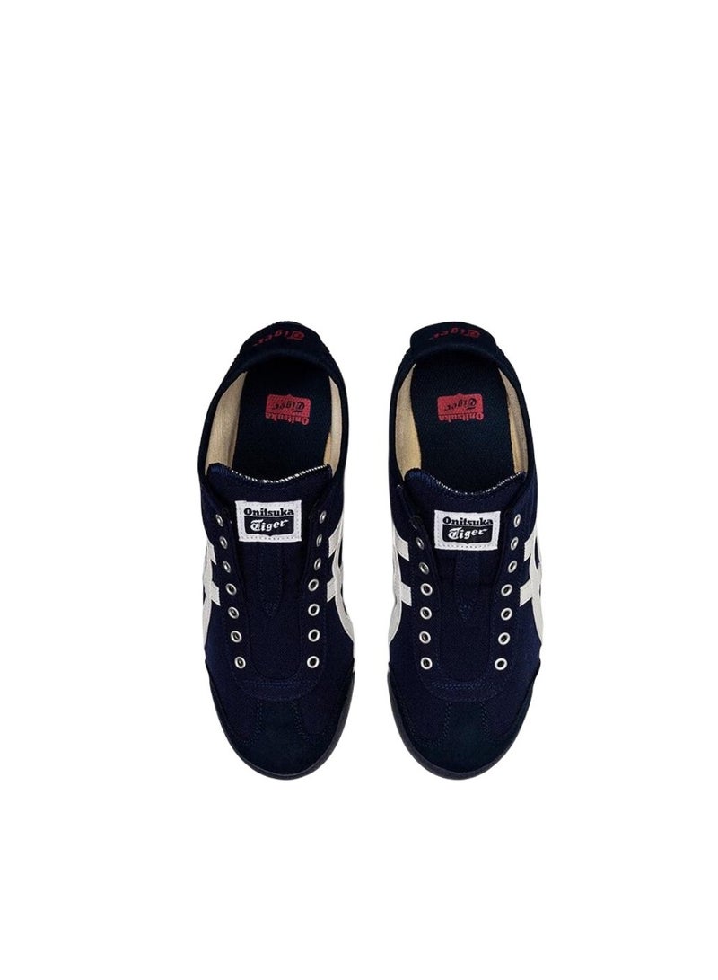 Onitsuka Tiger حذاء MEXICO 66 كاجوال من القماش سهل الارتداء، كحلي/أبيض - Image 4