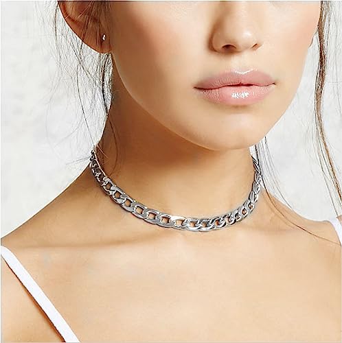 Sither Cathercing Women Chain Choker Necklace Big Link Necklace for Women Trendy Jewelry Necklaces Chains Punk (silver) - Image 2
