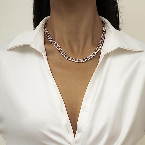 Sither Cathercing Women Chain Choker Necklace Big Link Necklace for Women Trendy Jewelry Necklaces Chains Punk (silver) - Image 4