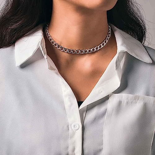 Sither Cathercing Women Chain Choker Necklace Big Link Necklace for Women Trendy Jewelry Necklaces Chains Punk (silver) - Image 3