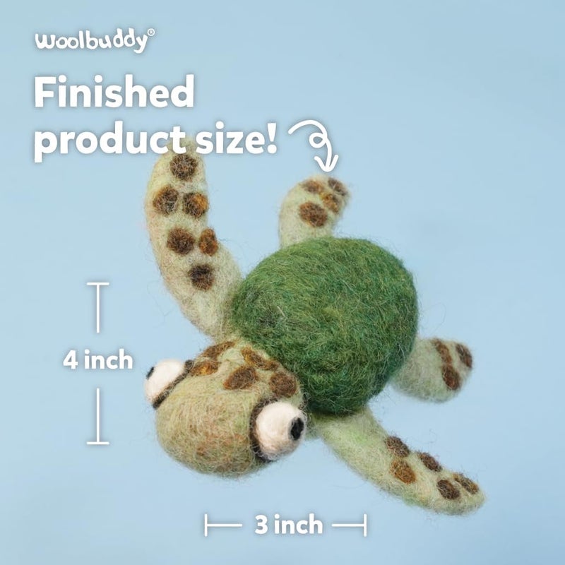 Woolbuddy Needle Felting Kit for Beginners Adults, Sea Turtle DIY Craft, Includes Wool, Tools, and Instructions for Fun Projects - Image 2