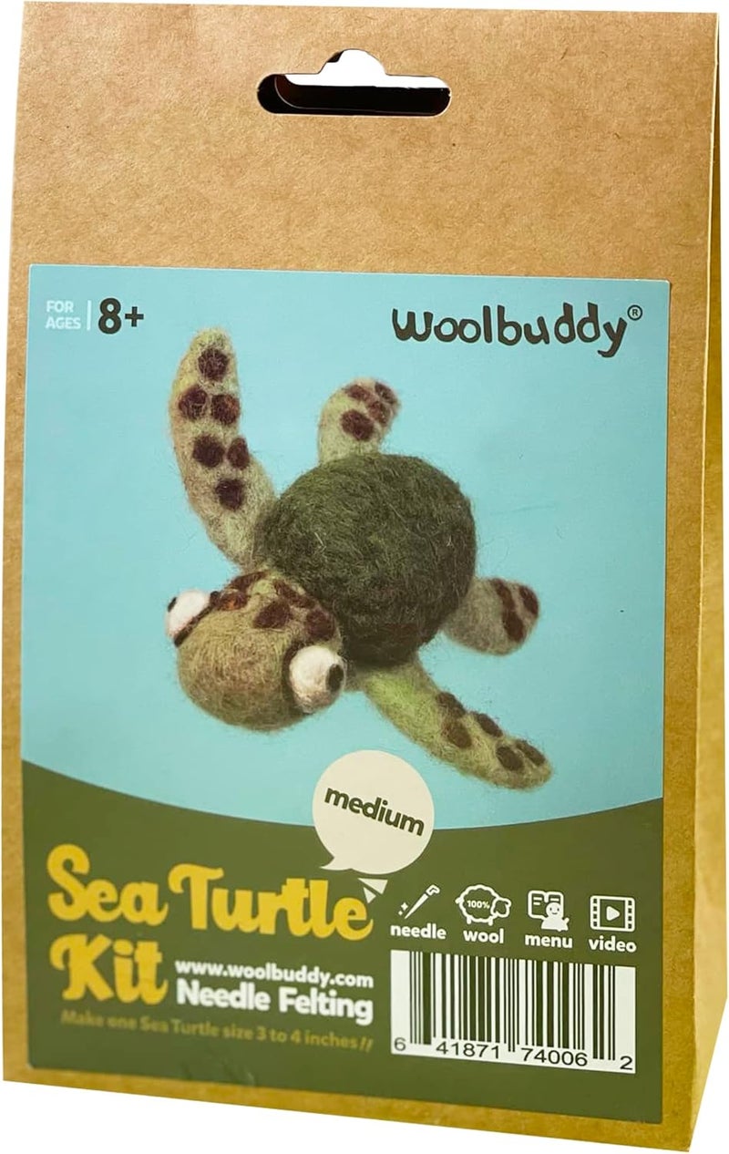 Woolbuddy Needle Felting Kit for Beginners Adults, Sea Turtle DIY Craft, Includes Wool, Tools, and Instructions for Fun Projects - Image 1
