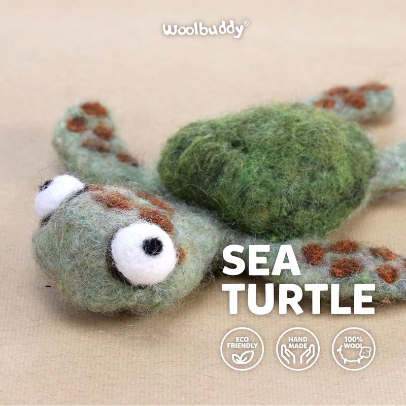 Woolbuddy Needle Felting Kit for Beginners Adults, Sea Turtle DIY Craft, Includes Wool, Tools, and Instructions for Fun Projects - Image 3