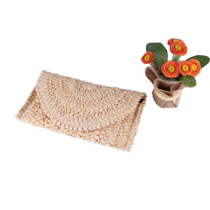 LUI SUI LUI SUI Women Straw Clutch Purse Handbag Straw Shoulder Bag Summer Beach Bag Woven Bag Envelope Purse Wallet  - Image 5