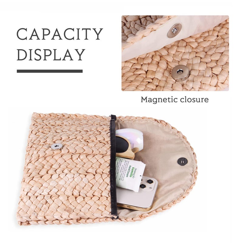 LUI SUI LUI SUI Women Straw Clutch Purse Handbag Straw Shoulder Bag Summer Beach Bag Woven Bag Envelope Purse Wallet  - Image 3