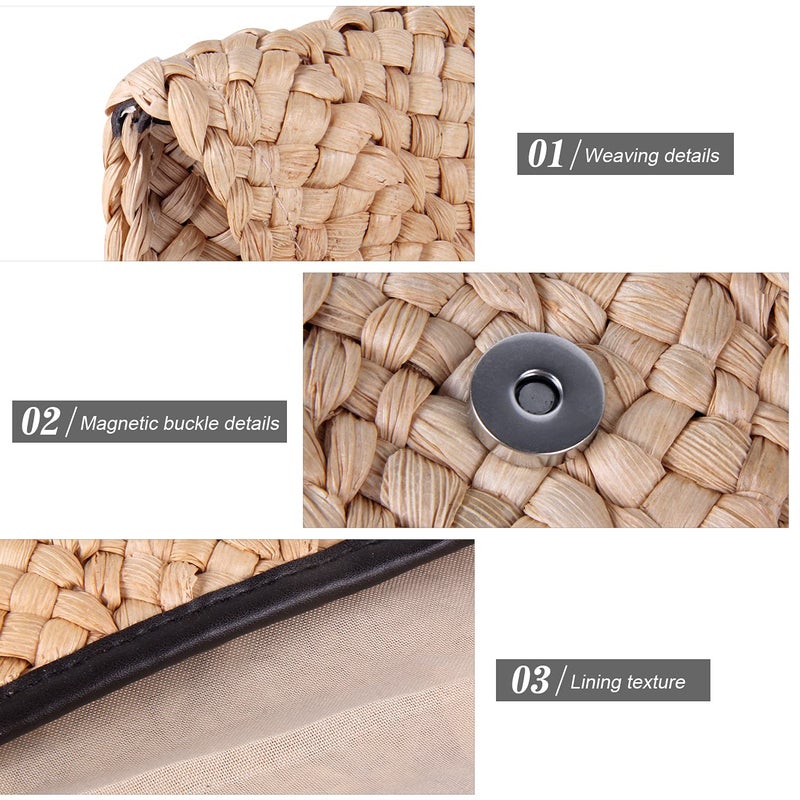 LUI SUI LUI SUI Women Straw Clutch Purse Handbag Straw Shoulder Bag Summer Beach Bag Woven Bag Envelope Purse Wallet  - Image 4