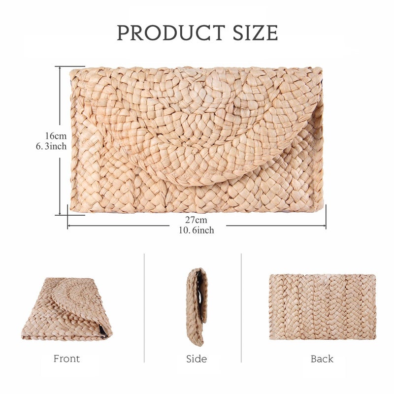 LUI SUI LUI SUI Women Straw Clutch Purse Handbag Straw Shoulder Bag Summer Beach Bag Woven Bag Envelope Purse Wallet  - Image 2