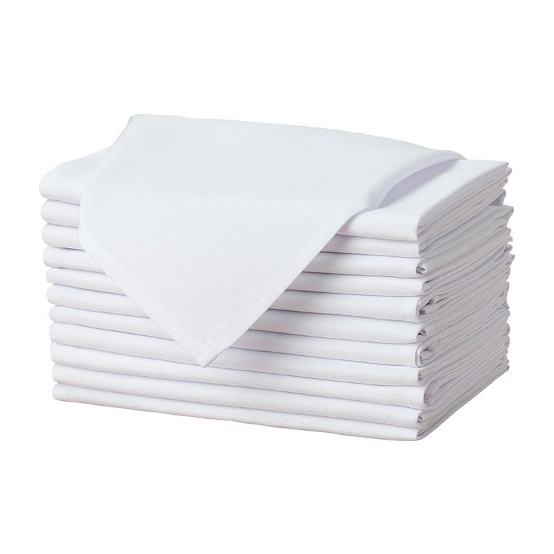 Gee Di Moda Cloth Napkins - 17 x 17 Inch White Solid Washable Polyester Dinner Napkins - Set of 12 Napkins with Hemmed Edges - Great for Weddings, Parties, Holiday Dinner & More - Image 1