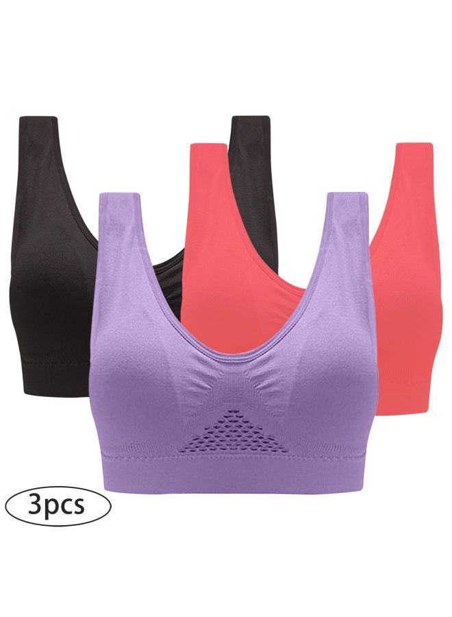 Sports Bra Breathable Hole Sports Bra Hollow Mesh Plus Size Running Yoga Sports Underwear Bra