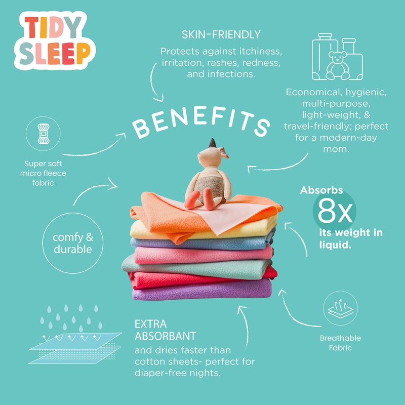 TIDY SLEEP شريحة تيدي سليب فائقة الامتصاص سريعة الجفاف للرضع، واقي سرير الرضيع، شريحة مائية للرضع - وردي داكن + وردي، (كبير 140 سم × 100 سم) عبوة من 2 - Image 5