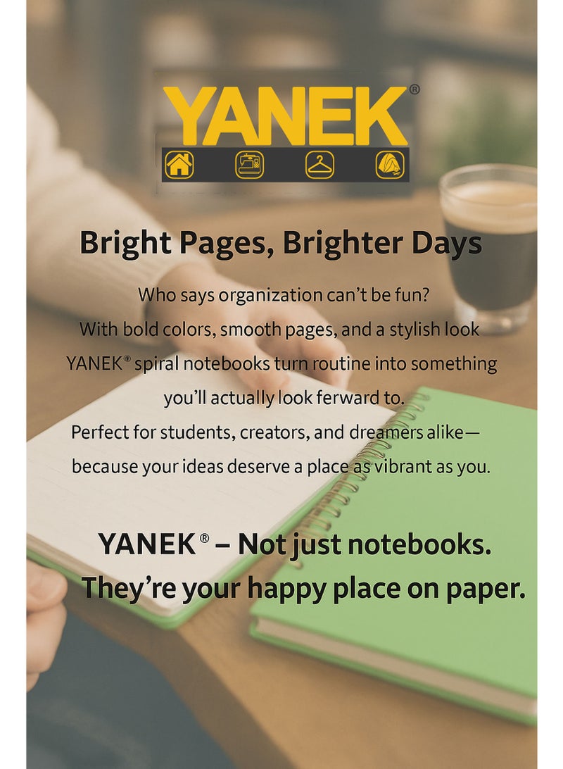 يانيك دفتر يانيك الحلزوني A5 – دفتر ملاحظات بغلاف صلب، 200 صفحة – مثالي للطلاب والمكتب والملاحظات الشخصية - Image 5