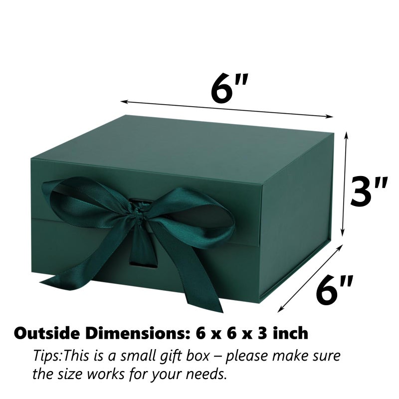 OEMVALATY Green Gift Box,6x6x3 Inches Gift Boxes with Lids for Presents with Magnetic Closure and Ribbon for Wedding,Storage,Birthday - Image 2