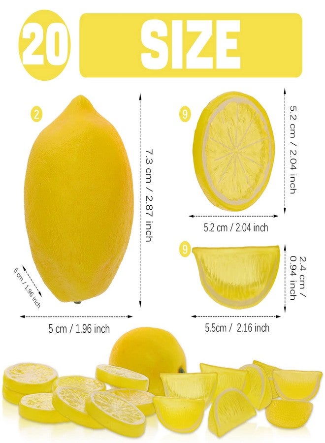 Woration 20 Pack Simulation Lemon & Slices Blocks Set, Artificial Plastic Lemon Slice Lifelike Fake Lemon Decor Fake Fruit for Wedding Photography Prop Party Display - Image 2