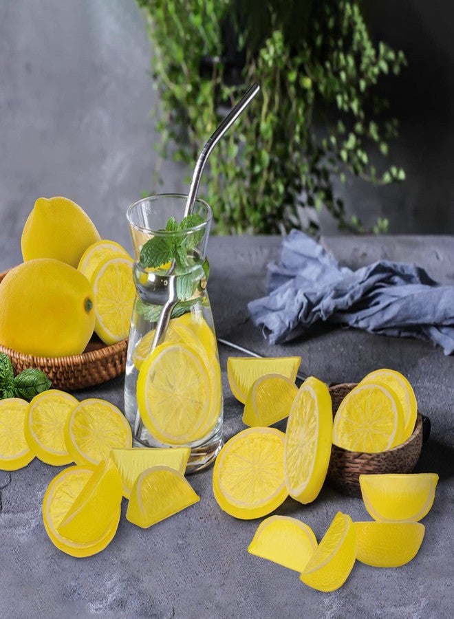Woration 20 Pack Simulation Lemon & Slices Blocks Set, Artificial Plastic Lemon Slice Lifelike Fake Lemon Decor Fake Fruit for Wedding Photography Prop Party Display - Image 3