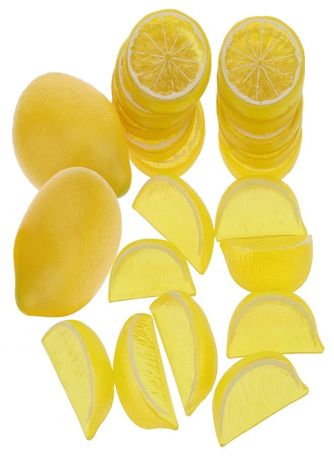 Woration 20 Pack Simulation Lemon & Slices Blocks Set, Artificial Plastic Lemon Slice Lifelike Fake Lemon Decor Fake Fruit for Wedding Photography Prop Party Display - Image 1
