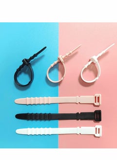KASTWAVE Cable Ties, Silicone Zip Ties, Reusable Zip Ties, Rubber Cable Ties Straps, for Wire Management, Elastic Cable Organizer, for Home Office Table Desk. 4.5”, 20pcs (White, Black, Pink, Purple, Blue)  - Image 3
