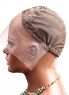 Bella Hair Bella Hair Undetectable Swiss Lace Front Wig Cap for Making Wigs with Adjustable Straps and Combs Medium Size Skin Color Dark Brown  - Image 1