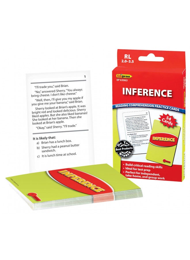 Edupress Reading Comprehension Practice Cards, Inference, Red Level (EP63063) Medium - Image 1