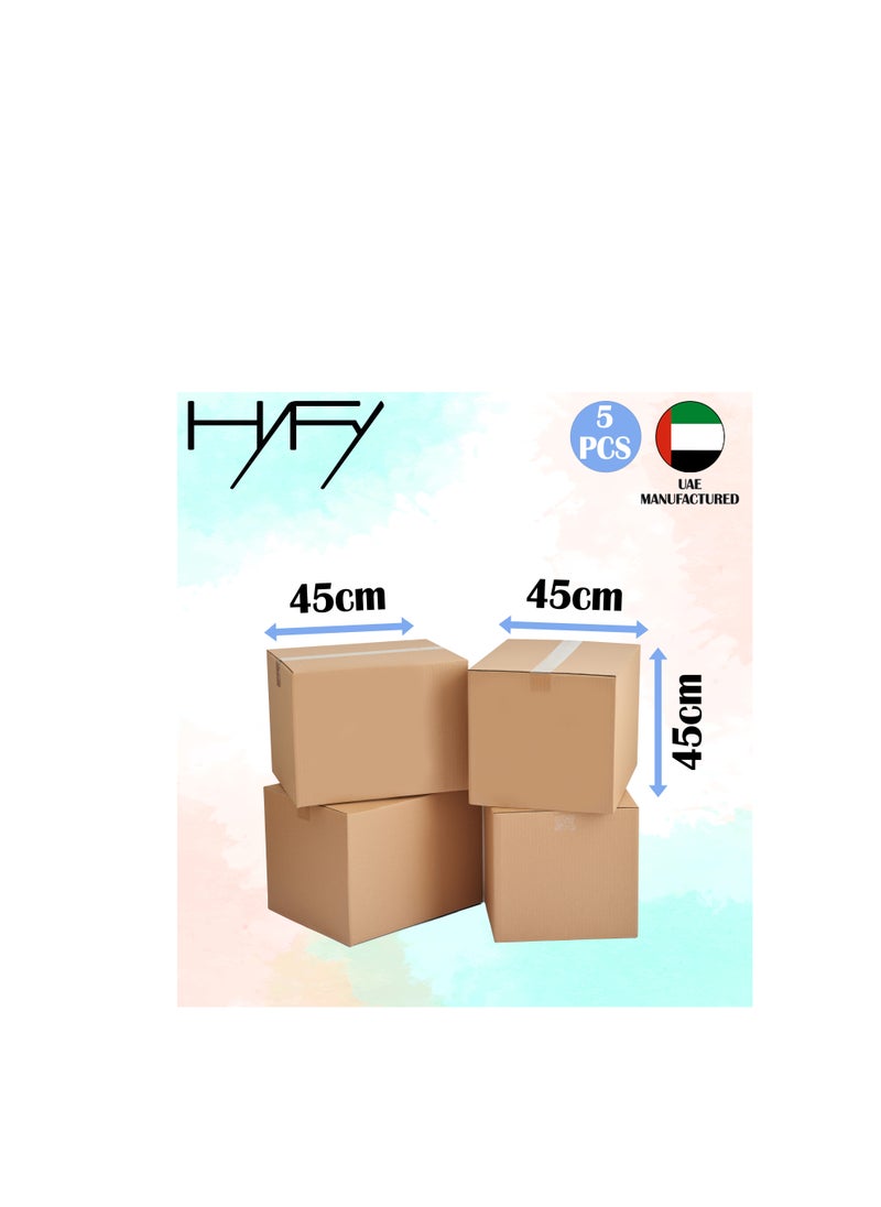 HYFY - HYFY [5 PCS] Carton box Large Double Wall Recyclable Corrugated Cardboard Box Moving Boxes Cardboard Boxes Cardboard Recyclable Shipping Boxes For Mailing Box Packaging Carton Boxes 5 ply 45x45x45cm - Image 1