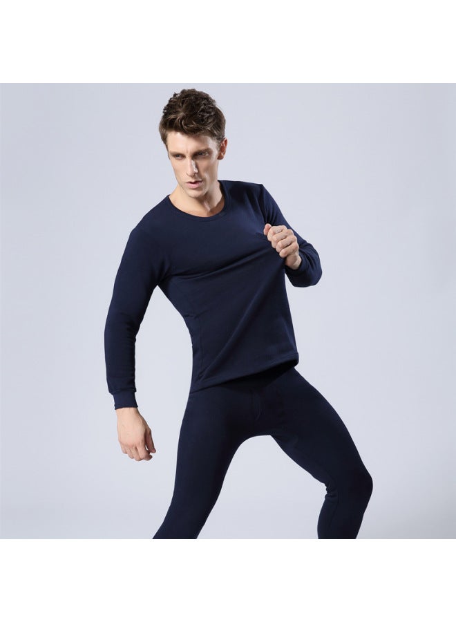 Direct Batch Men's Cotton Autumn Clothes Long Pants One-piece Round Neck Bottoming Shirt Cotton Sweater Middle-aged And Elderly Thin Velvet