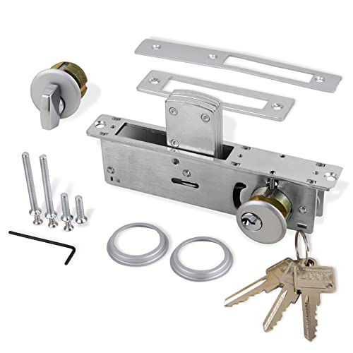 Casmer Storefront Door Mortise Lock Deadbolt Aluminum storefront Mortise Door Lock Hook Deadbolt Double Cylinder - Storefront Entry Door Lock Set (1-1/8" Backset) - Image 1