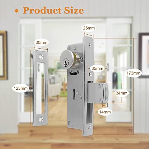 Casmer Storefront Door Mortise Lock Deadbolt Aluminum storefront Mortise Door Lock Hook Deadbolt Double Cylinder - Storefront Entry Door Lock Set (1-1/8" Backset) - Image 2