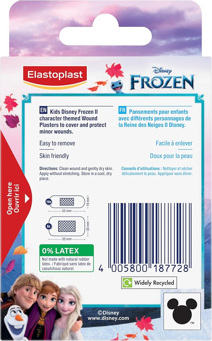 Elastoplast Disney Frozen Plasters, Assorted Sizes (20 Pieces), Coloured First Aid Plasters for Children, Kid’s Everyday Plasters with Frozen Designs, Various Sized, Skin-Friendly - Image 5