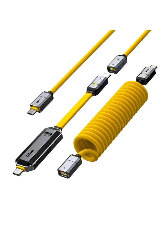 Aohi AOHi MagFlash 2-in-1 USB-C Cable Set – 240W PD3.1 Fast Charging + 512GB SSD Storage, USB 3.2 Gen 2 Type-C (Up to 1000MB/s) – Compatible with MacBook, iPhone, iPad, Galaxy, Dell, Razer, and More (Amber) - Image 1