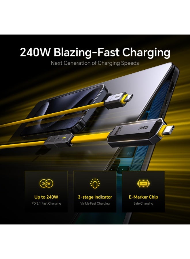 Aohi AOHi MagFlash 2-in-1 USB-C Cable Set – 240W PD3.1 Fast Charging + 512GB SSD Storage, USB 3.2 Gen 2 Type-C (Up to 1000MB/s) – Compatible with MacBook, iPhone, iPad, Galaxy, Dell, Razer, and More (Amber) - Image 4