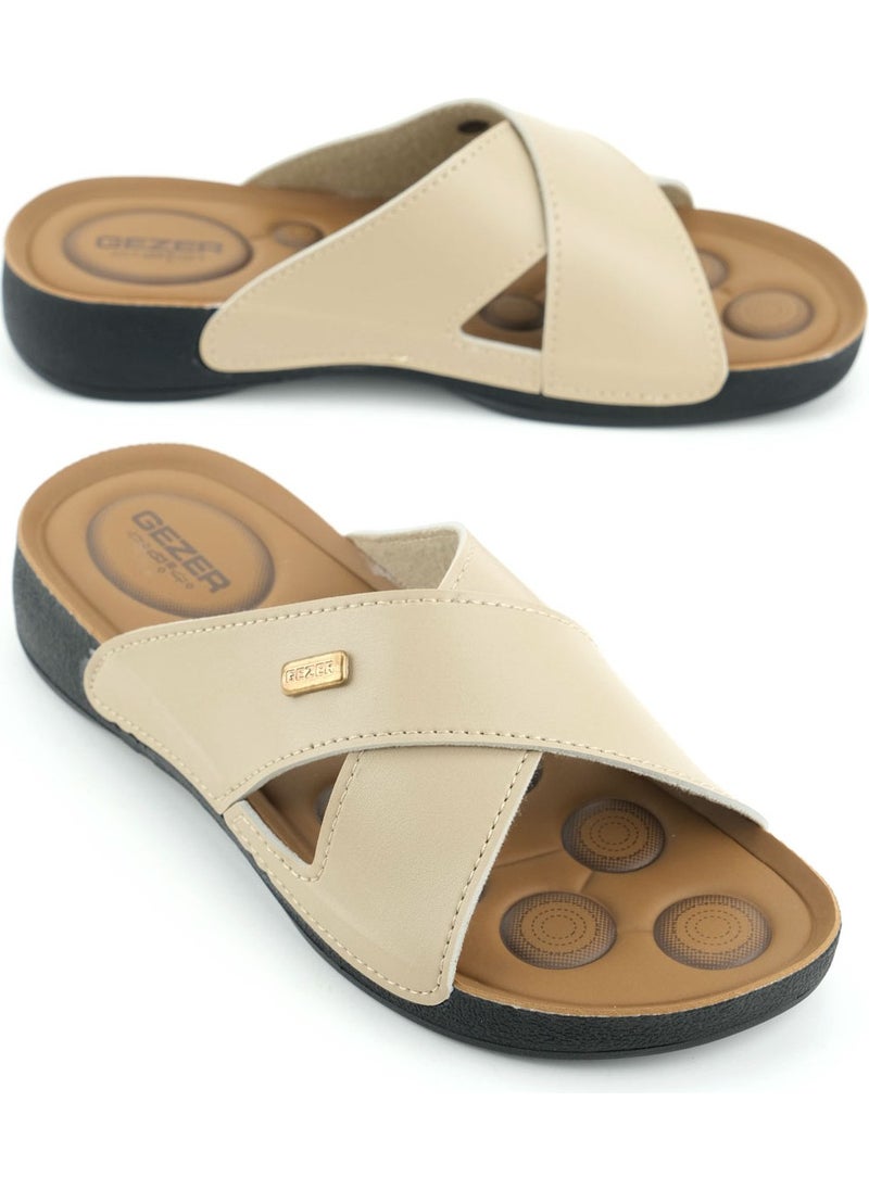 Gezer - Women's Summer Faux Leather Comfortable Sole Daily Slippers - Image 1