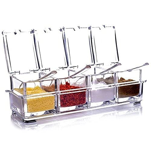 Birud Crystal Acrylic Seasoning Box Pepper Salt Spice Rack - Image 1