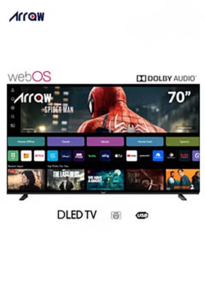 ARRQW 70 Inch WEB OS Smart LED TV,Built-In Wi-Fi, Smart Apps Shahid, YouTube, Netflix, HDMI And USB Connectivity, Quad-Core, 1.5 GB RAM, 8 GB Memory, RO-70LPW  - Image 1