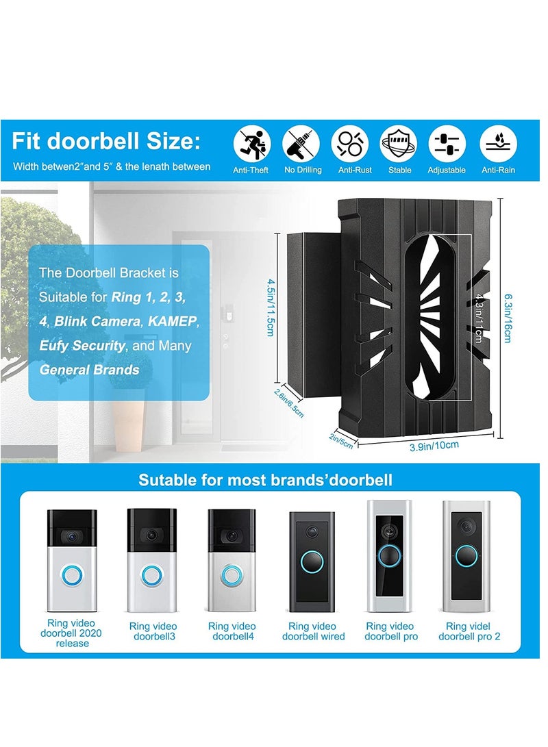 Zikra Doorbell Mount Anti-Theft Video Doorbell Holder for Apartment Renter Friendly Ring Doorbell Bracket, Doorbell No-Drill Mount Fit for Most Doorbell Camera Accessories - Image 4