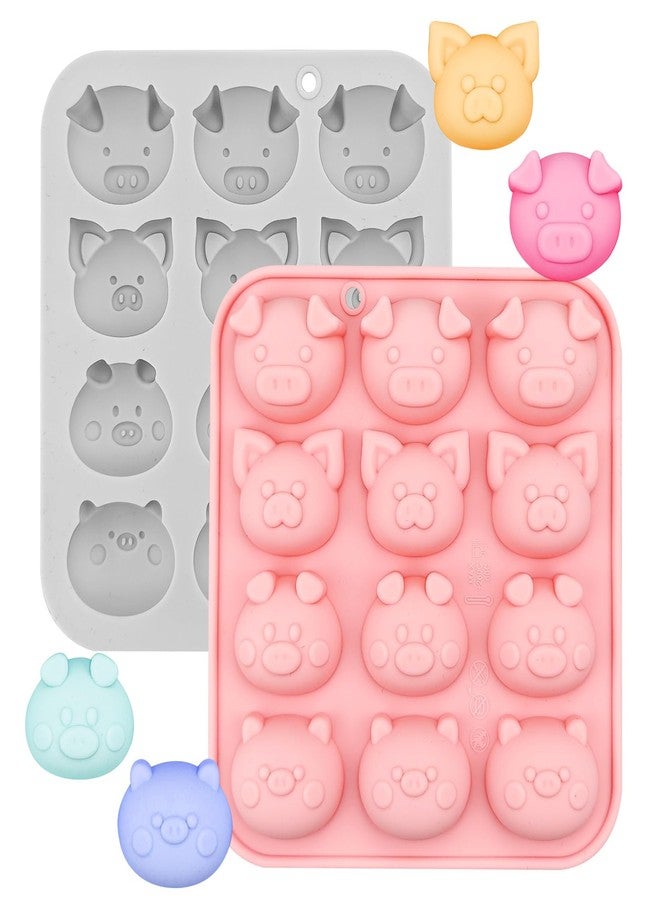 Arvintas 2 PACK Fun Piggy Silicone Molds for Chocolate, Cartoon Pig Face Silicone Soap Mould for Cake Decoration Baking Kitchen Mould - Image 1