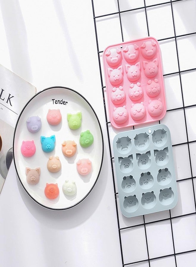 Arvintas 2 PACK Fun Piggy Silicone Molds for Chocolate, Cartoon Pig Face Silicone Soap Mould for Cake Decoration Baking Kitchen Mould - Image 3