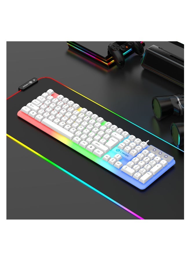 Beauenty Mechanical feel keyboard esports desktop notebook office game wired whitemetal keyboard set/K25 Metal Single keyboard 