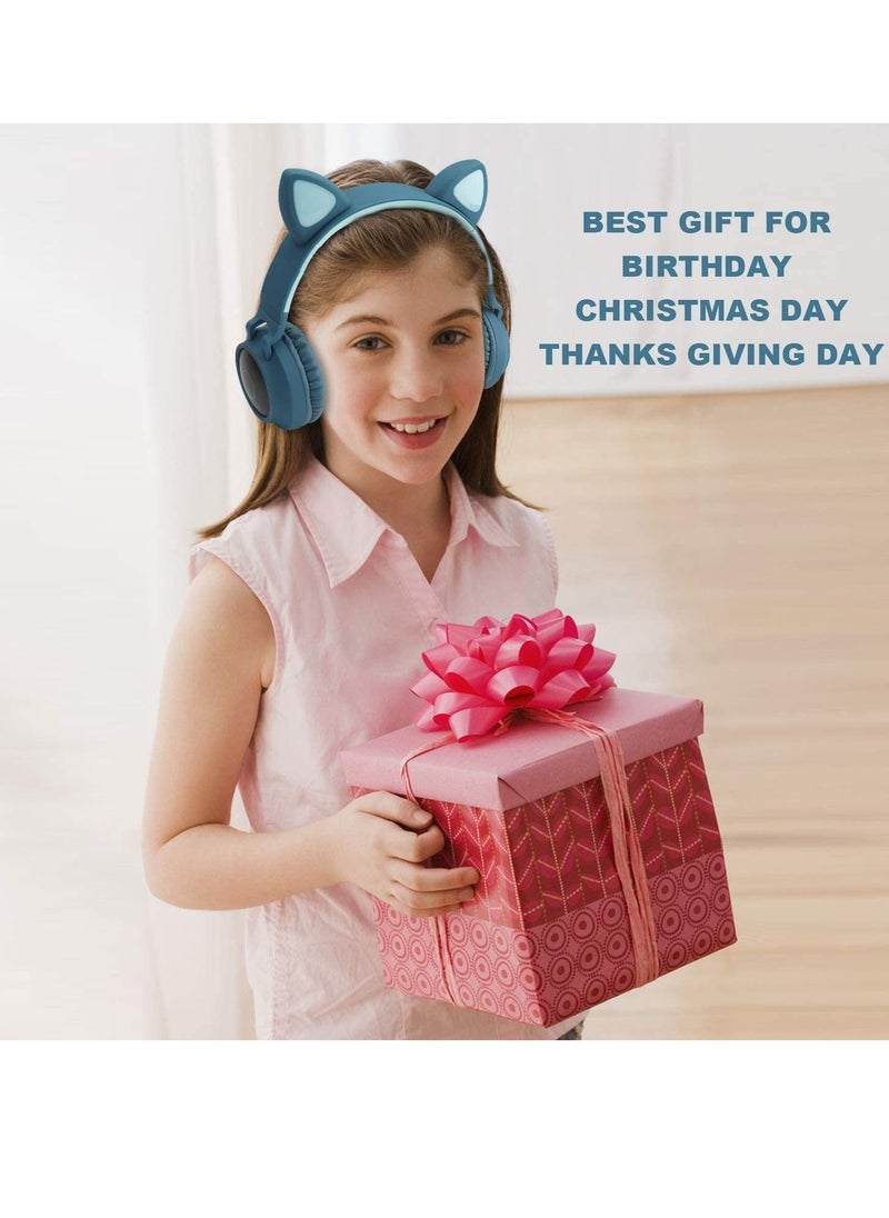 Generic - Wireless Bluetooth Kids Headphones, Cat Ears Bluetooth Over Ear Headphones Volume Limiting,LED Lights, FM Radio, TF Card, Aux, Mic for iPhone - Image 1