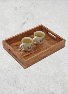 REZLAN UAE Handcrafted Acacia Wood Serving Tray Set – 3-Piece Natural Wooden Trays (Small, Medium, Large) – Rustic Serving Boards for Dining, Entertaining & Home Décor  - Image 3