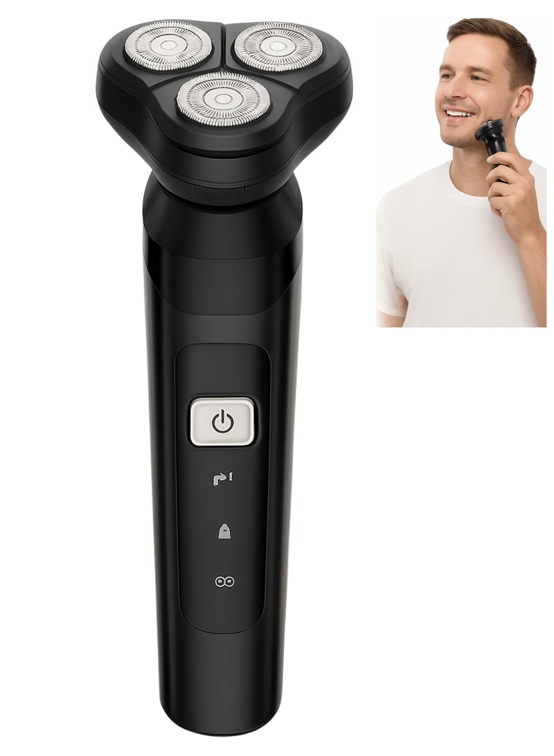 ماكينة حلاقة للرجال قابلة لإعادة الشحن، لاسلكية ثلاثية الأبعاد، حلاقة دقيقة، صغيرة الحجم وسهلة الحمل، تصميم مريح ناعم الملمس، لون أسود - Image 1