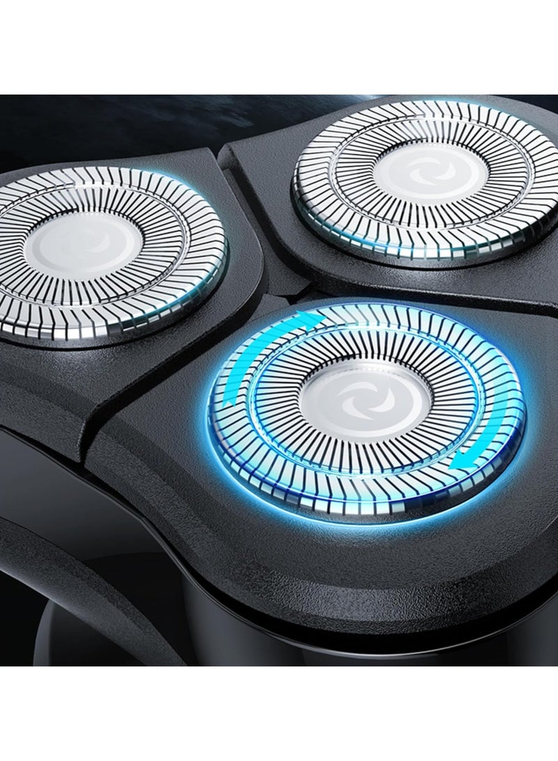 ماكينة حلاقة للرجال قابلة لإعادة الشحن، لاسلكية ثلاثية الأبعاد، حلاقة دقيقة، صغيرة الحجم وسهلة الحمل، تصميم مريح ناعم الملمس، لون أسود - Image 3