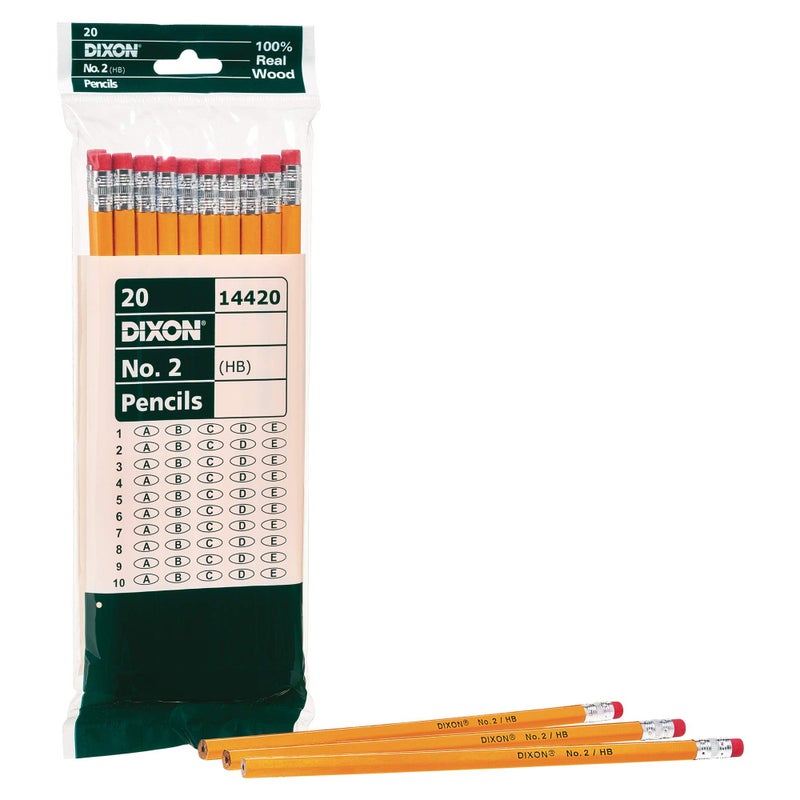 Dixon No. 2 Yellow Pencils, Wood-Cased, Black Core, 20-Pack (14420) - Image 1