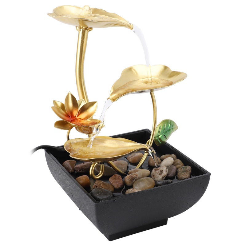 Indoor Lotus Leaf Water Fountain with LED Light Adjustable Flowing Water for Home Office - Image 5