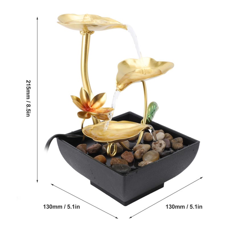 Indoor Lotus Leaf Water Fountain with LED Light Adjustable Flowing Water for Home Office - Image 3