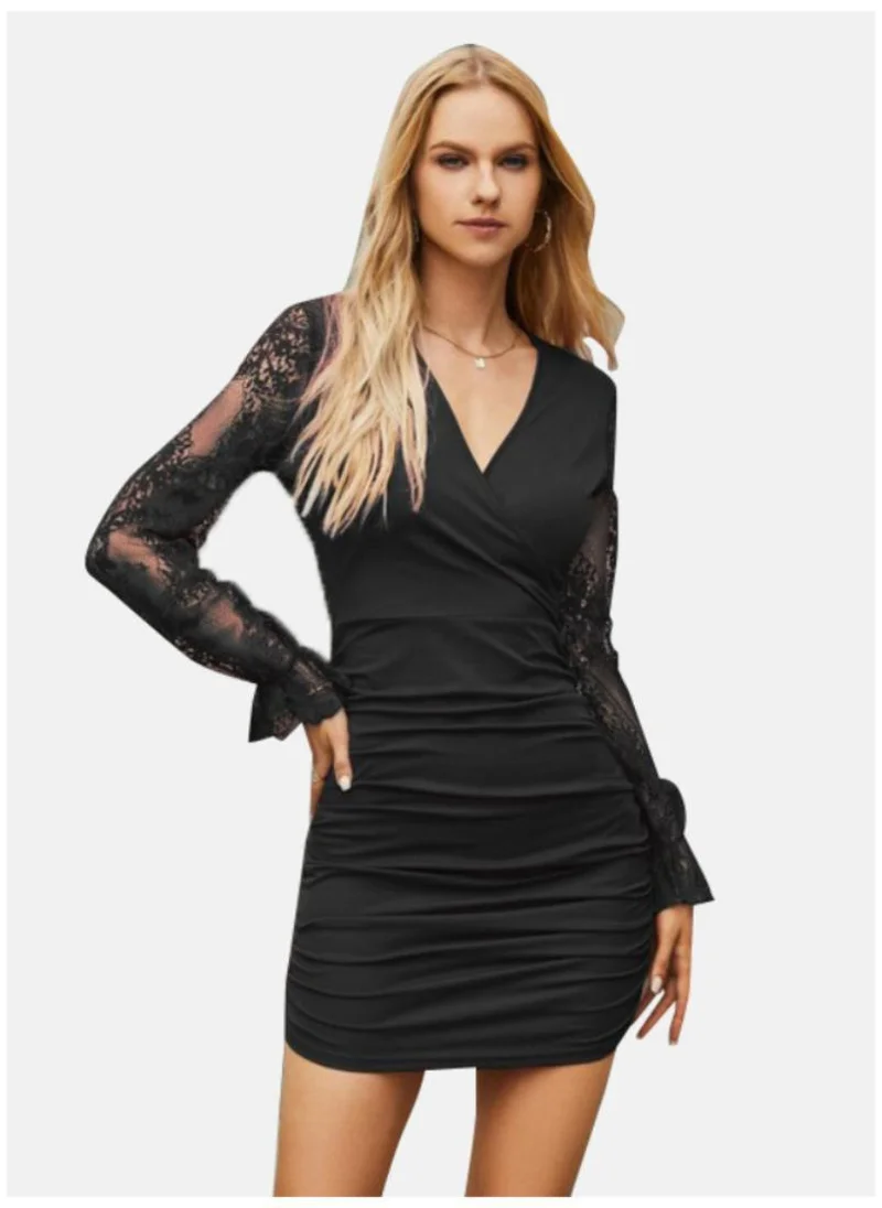 YUNIQEE V-Neck Long Sleeves Sheath Dress