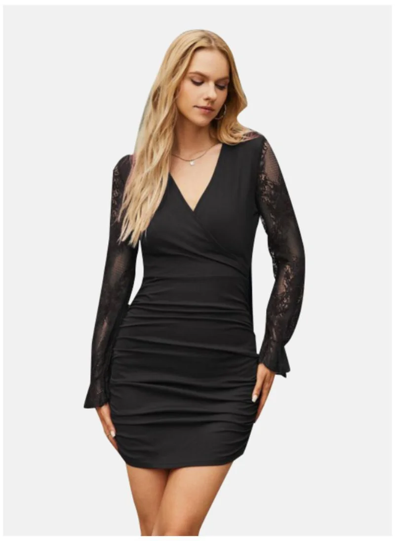 يونيكي V-Neck Long Sleeves Sheath Dress