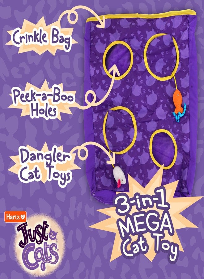 هارتز الجديد، لعبة "ذا كرينكلر" للقطط، لعبة ضخمة 3 في 1 للقطط مع كرمة فضية ونعناع بري، حقيبة قابلة للطي، فتحات للاختباء، 3 ألعاب معلقة - Image 4